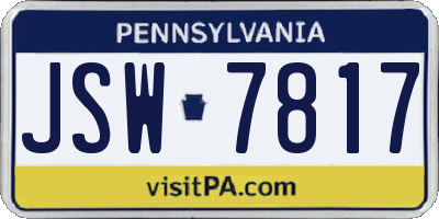 PA license plate JSW7817