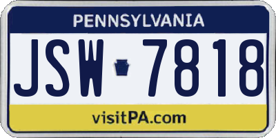 PA license plate JSW7818