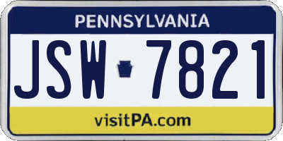 PA license plate JSW7821