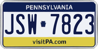 PA license plate JSW7823