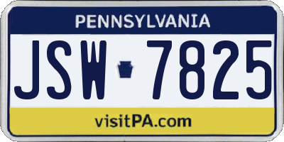 PA license plate JSW7825