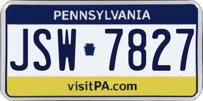 PA license plate JSW7827