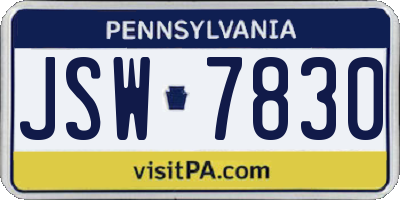 PA license plate JSW7830