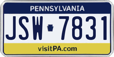 PA license plate JSW7831