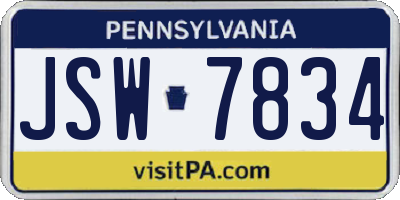 PA license plate JSW7834