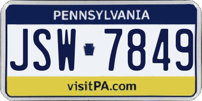 PA license plate JSW7849