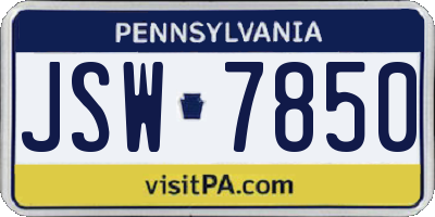 PA license plate JSW7850