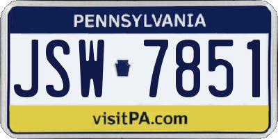 PA license plate JSW7851