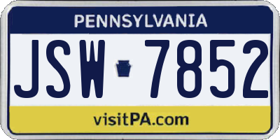 PA license plate JSW7852