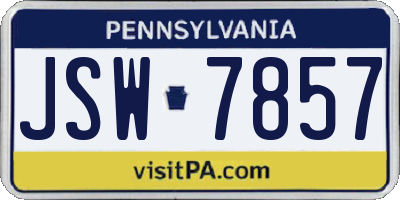 PA license plate JSW7857