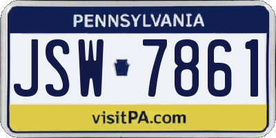 PA license plate JSW7861