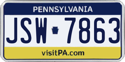 PA license plate JSW7863