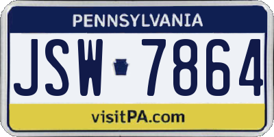 PA license plate JSW7864