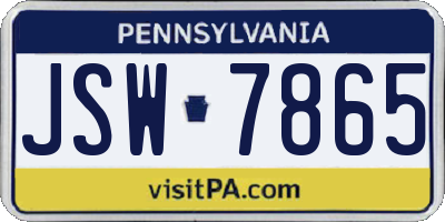 PA license plate JSW7865