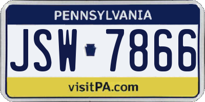 PA license plate JSW7866