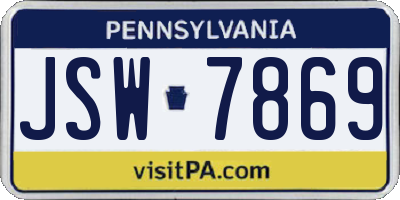 PA license plate JSW7869