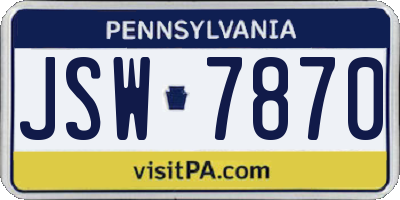 PA license plate JSW7870