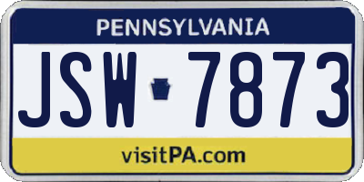 PA license plate JSW7873