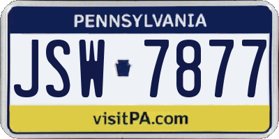 PA license plate JSW7877