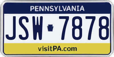 PA license plate JSW7878
