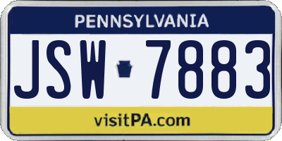 PA license plate JSW7883