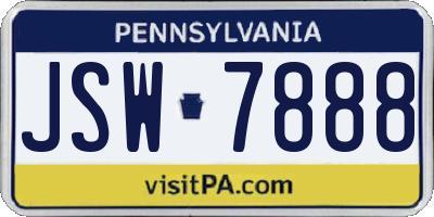 PA license plate JSW7888