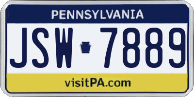 PA license plate JSW7889