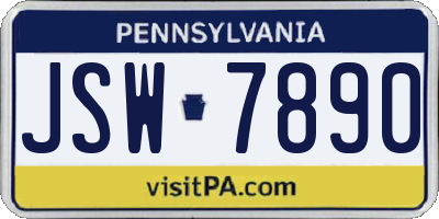 PA license plate JSW7890