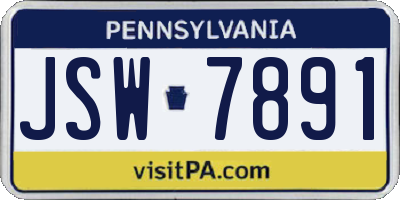 PA license plate JSW7891