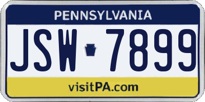 PA license plate JSW7899