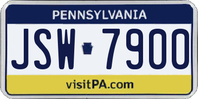 PA license plate JSW7900