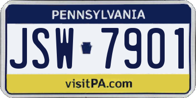 PA license plate JSW7901