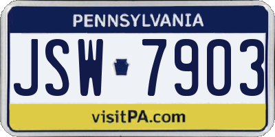 PA license plate JSW7903