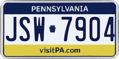 PA license plate JSW7904