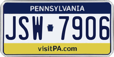 PA license plate JSW7906