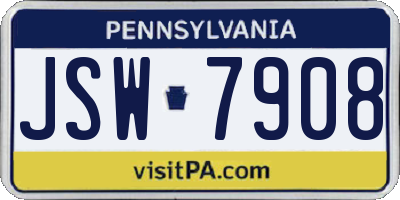 PA license plate JSW7908