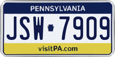 PA license plate JSW7909