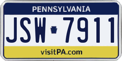 PA license plate JSW7911