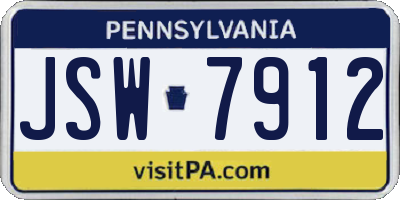 PA license plate JSW7912