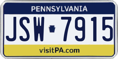 PA license plate JSW7915
