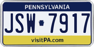 PA license plate JSW7917