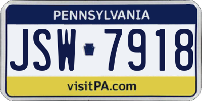 PA license plate JSW7918