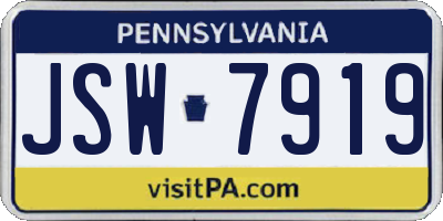 PA license plate JSW7919
