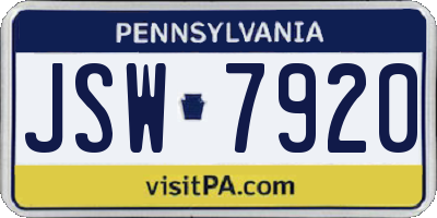 PA license plate JSW7920