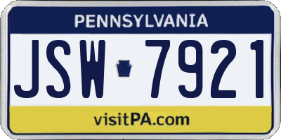 PA license plate JSW7921