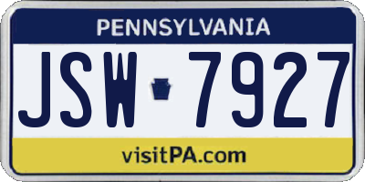 PA license plate JSW7927