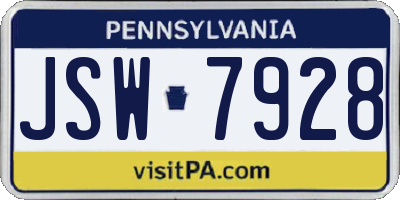 PA license plate JSW7928