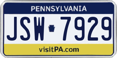 PA license plate JSW7929