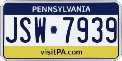 PA license plate JSW7939