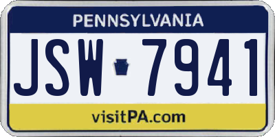 PA license plate JSW7941